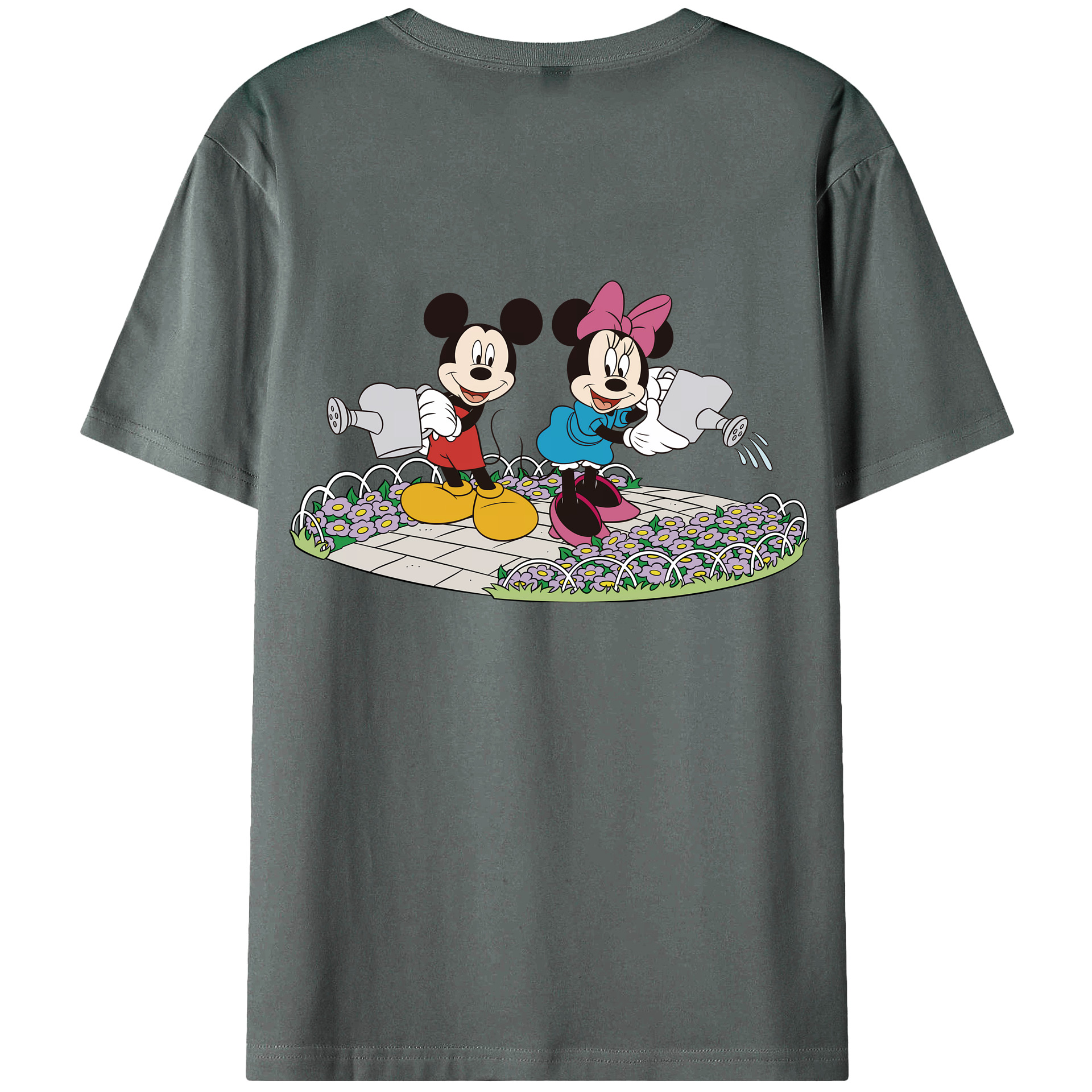 （画像用） ミッキーマウス Mickey Mouse 綿100％ メンズ半袖Tシャツ（バックプリント） 通気性